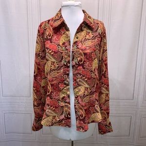 🎀🎀🎀Paisley Long Sleeve Button Down Pink Red🎀🎀🎀